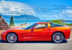 awesome corvette in seascape hdr