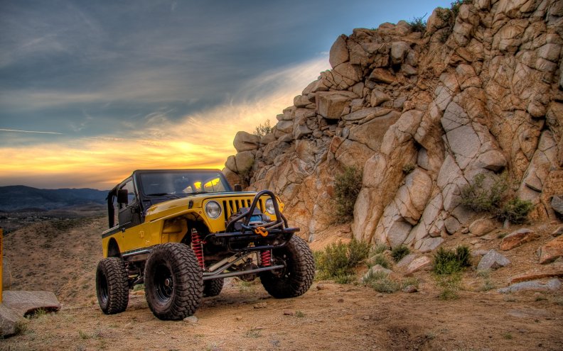 jeep in desert mountains