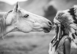 native american girl and horse