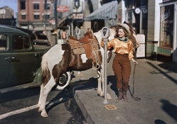 Cowgirl Parking Horse