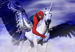 spiderman on a unicorn