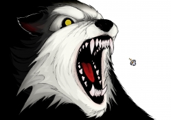 giant roaring wolfhead