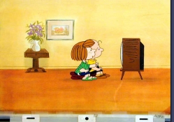 peppermint patty and charlie brown in front of TV