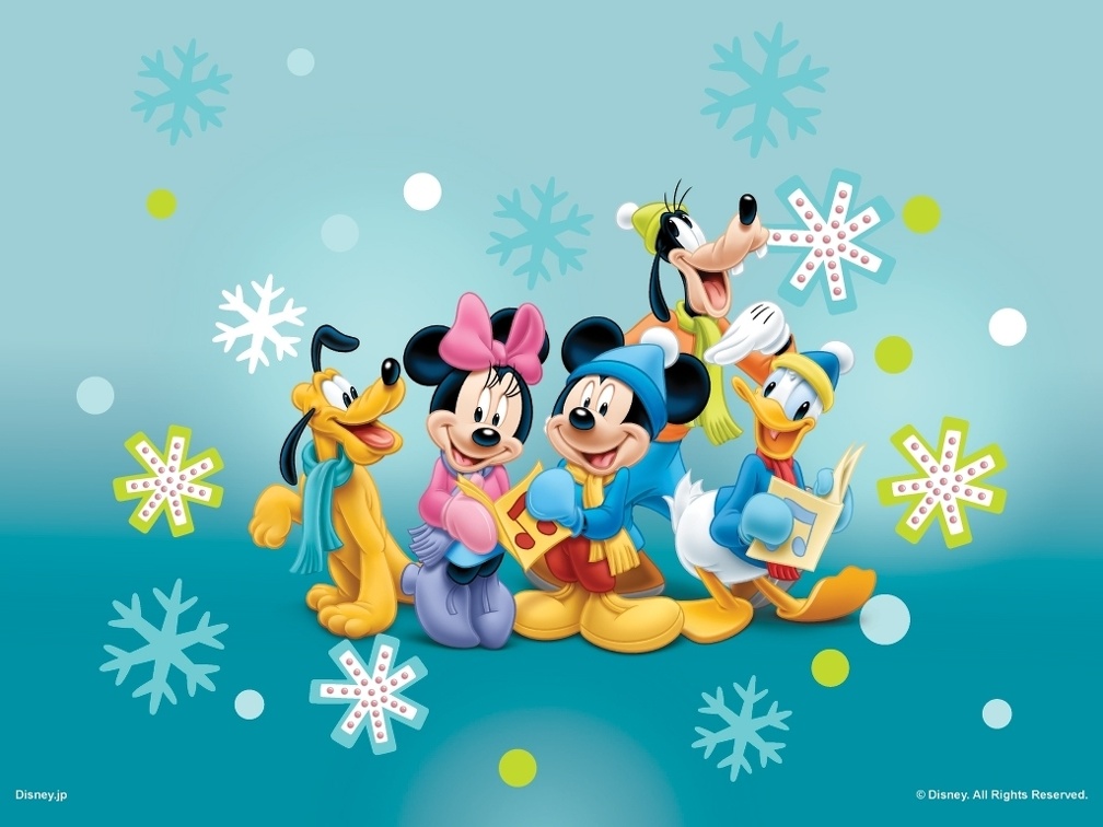 Mickey Mouse&amp; Friends Caroling Wallpaper