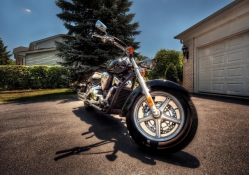 beautiful motorcycle in the driveway hdr
