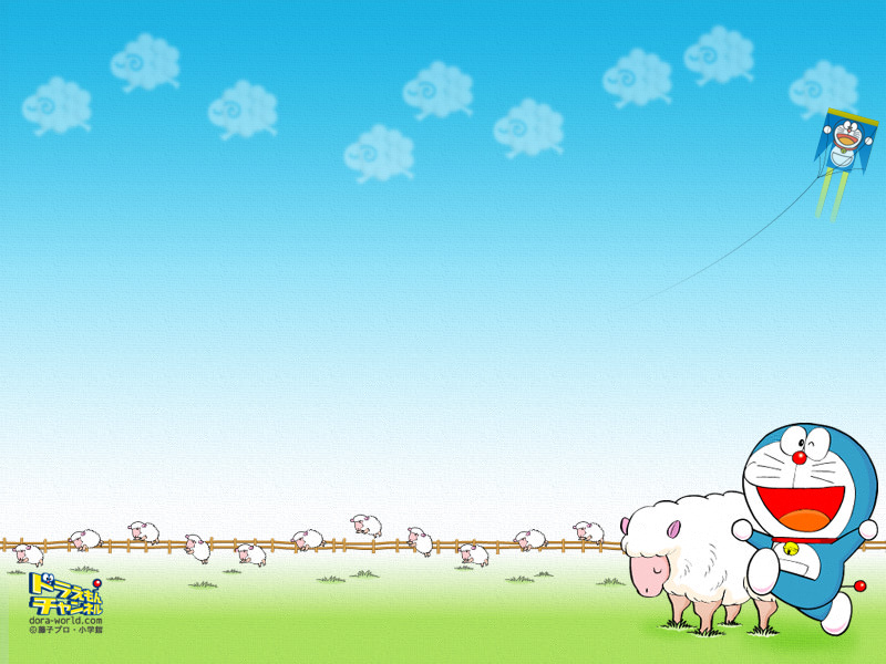 doraemon with a flock of sheep